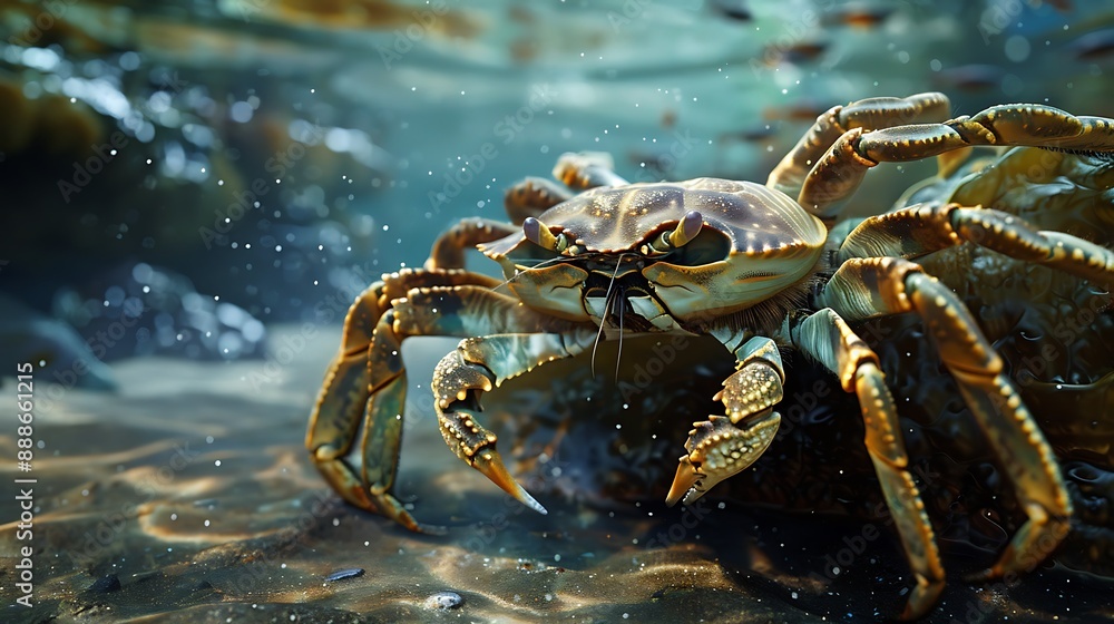 A beautiful crab drifts in the seafloor A beautiful crab drifts in the seafloor