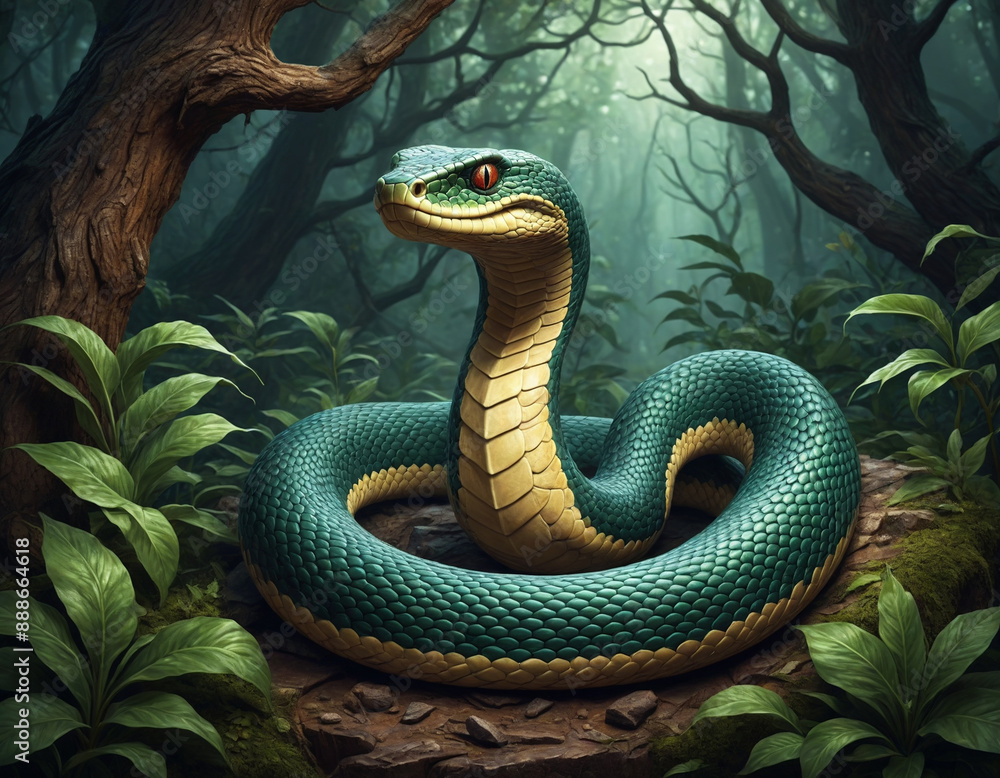 Fantasy snake illustration - generated by ai Fantasy snake illustration - generated by ai