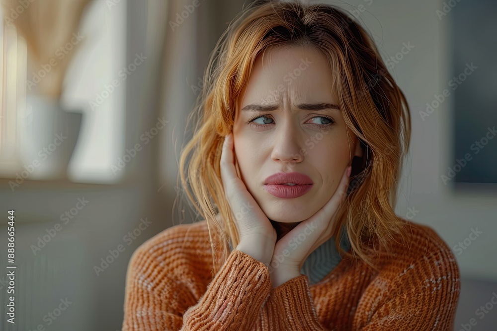 Woman with a worried expression Woman with a worried expression