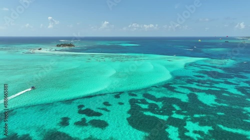 San Andres Skyline At San Andres Caribbean Island Colombia. Aerial View Of Stunning Beach With Crystal Clear Waters. Island Life Landscape Idyllic Vibrant. Idyllic. San Andres Caribbean Island. photo