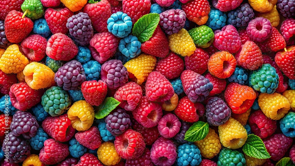Background of vibrant and colorful painted raspberries, fresh, vibrant, colorful, fruits, berries, painting, artistic Background of vibrant and colorful painted raspberries, fresh, vibrant, colorful, fruits, berries, painting, artistic