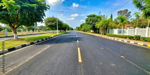 Road street with smooth highway pavement , transportation, asphalt, infrastructure, urban, city, travel, road trip, journey © Sujid