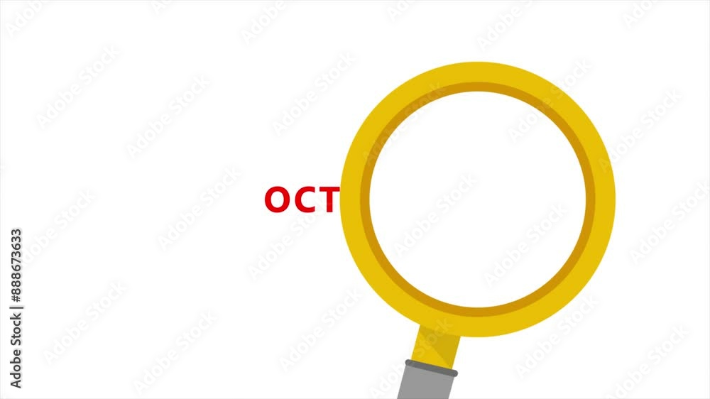October Text Magnifying Glass on white background, Month of October Text Magnifying Glass Search October Text Magnifying Glass on white background, Month of October Text Magnifying Glass Search