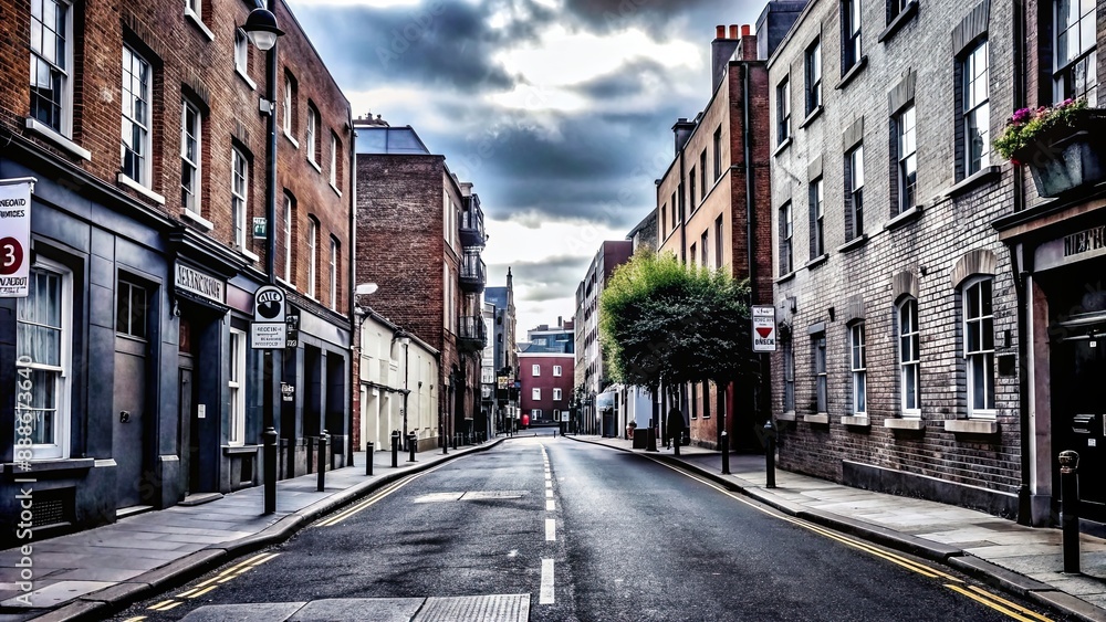 Fototapeta premium Picturesque street in Dublin, Ireland , Dublin, Ireland, street, architecture, buildings, cityscape, tourism, cobblestone