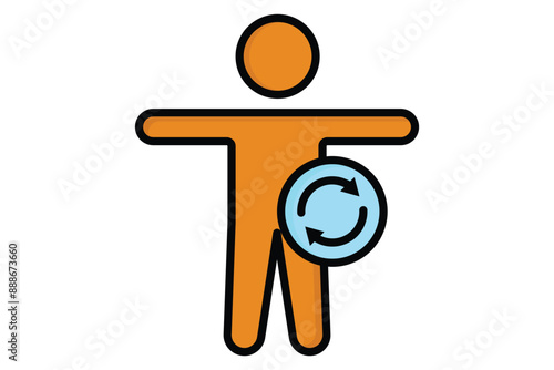 Metabolism icon. people with arrow. icon related to body processes. colored outline icon style. fitness elements vector illustration