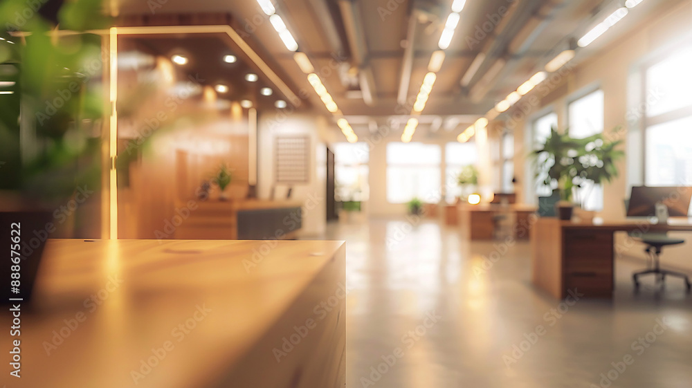 Office interior blurred, empty workspace, contemporary design Office interior blurred, empty workspace, contemporary design