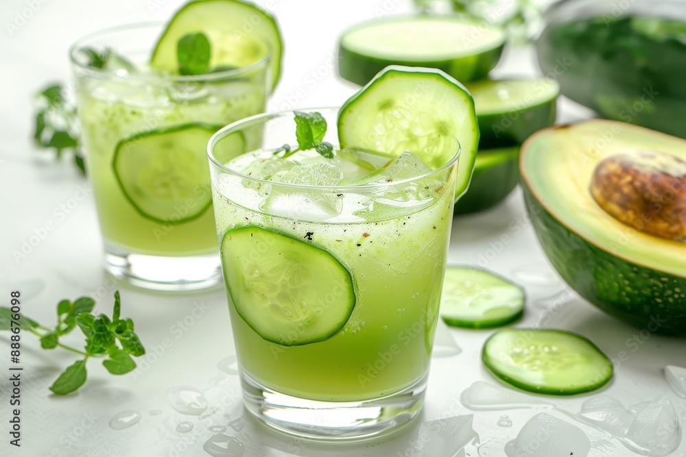 Natural cucumber avocado melon based healthy detox drink Natural cucumber avocado melon based healthy detox drink