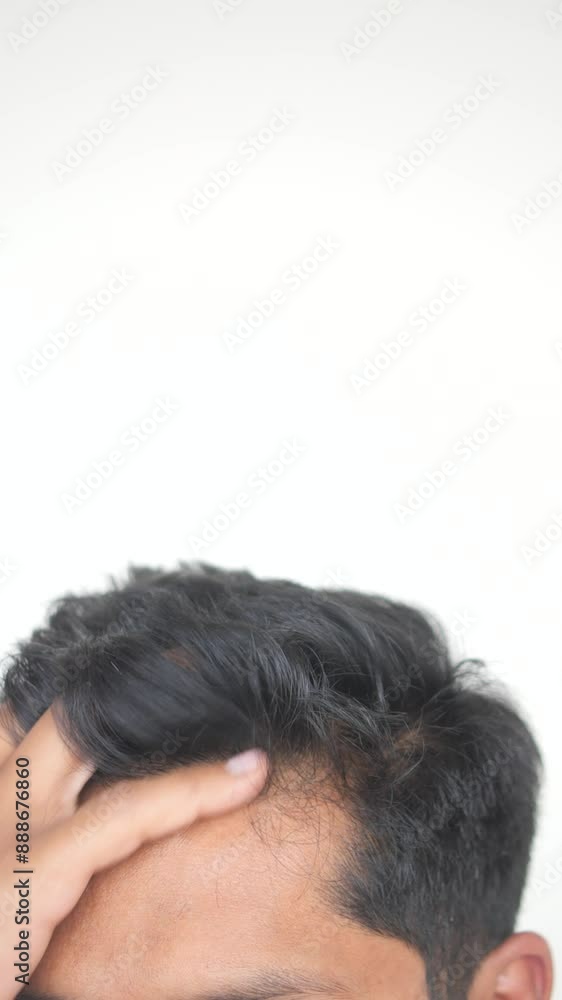 hair loss concept with man checking his hair hair loss concept with man checking his hair