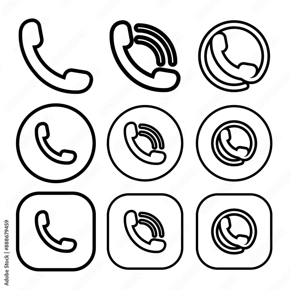 Phone handle outline icon vector. Communication icon set. Phone handle outline icon vector. Communication icon set.