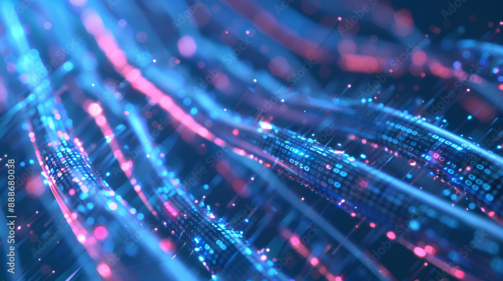 Fototapeta premium Glowing data cables transferring information background
