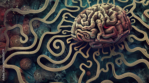 Wallpaper Mural Abstract Depiction of Mind Maze with Intricate Design and Complex Thoughts. Torontodigital.ca