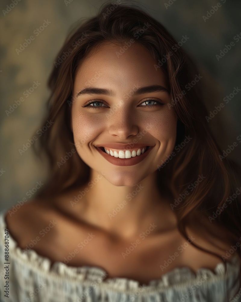 A beautiful woman smiling with her eyes closed. A beautiful woman smiling with her eyes closed.