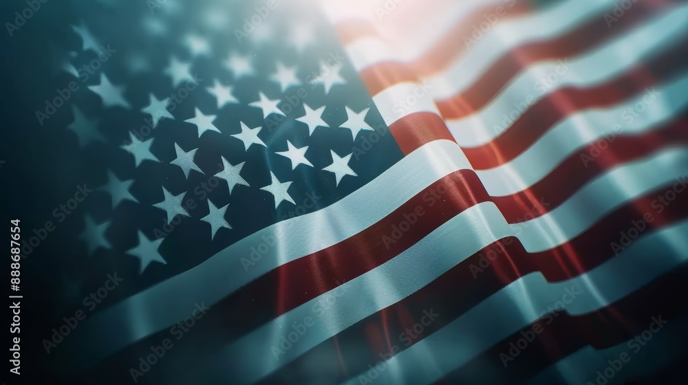 Waving American Flag with Sunlight Waving American Flag with Sunlight