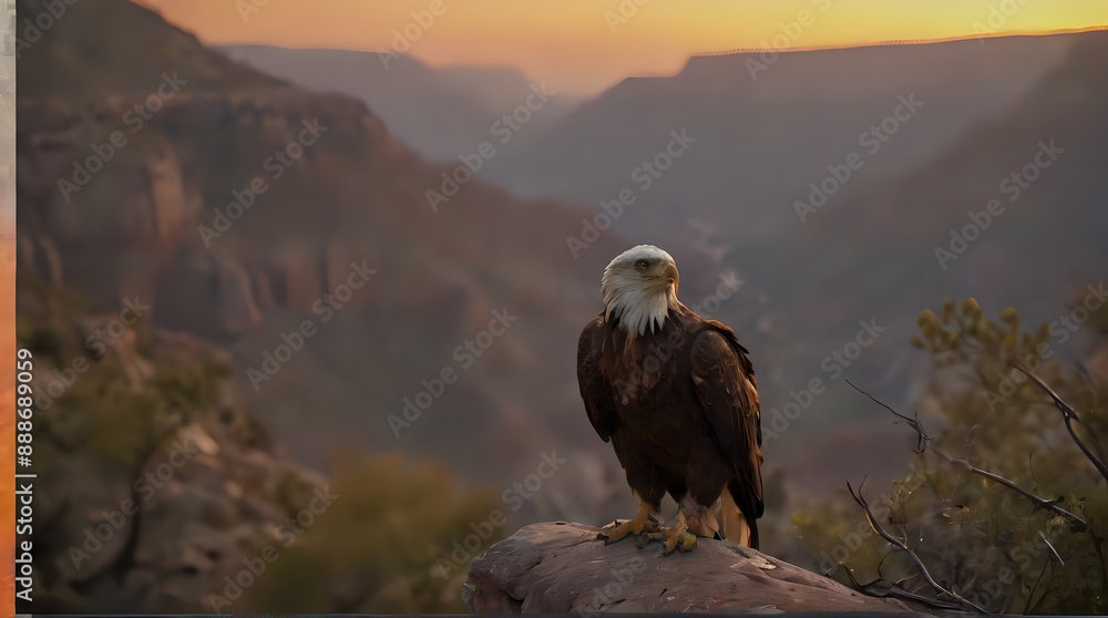 Fototapeta premium a bird that is sitting on a rock in the mountains