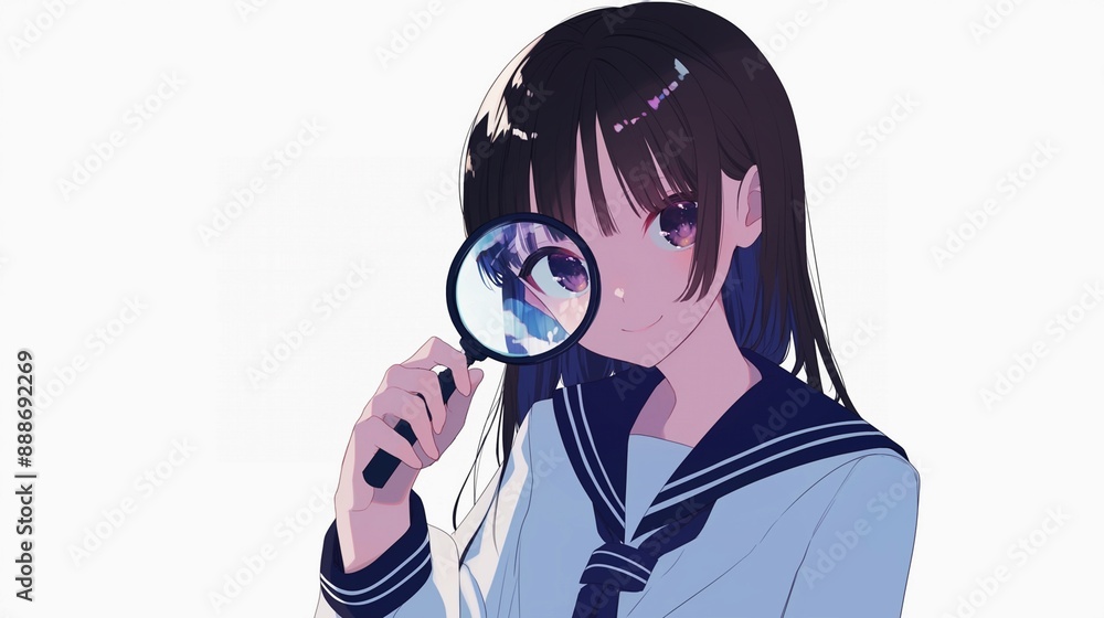 虫眼鏡を持った女子学生12