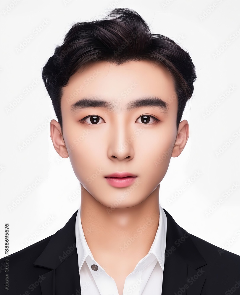 A young man in a suit and white shirt. A young man in a suit and white shirt.