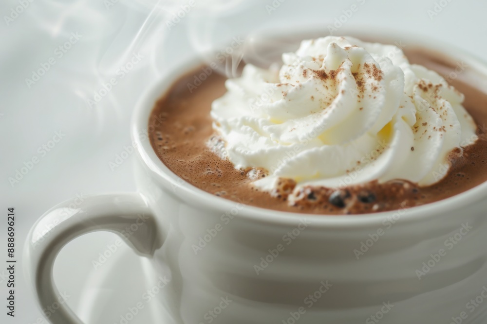 Steaming hot chocolate with whipped cream
Steaming hot chocolate with whipped cream