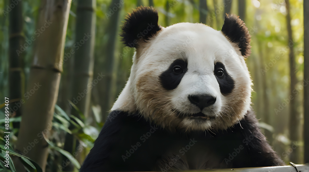 panda bear sitting on a bamboo fence in a bamboo forest panda bear sitting on a bamboo fence in a bamboo forest