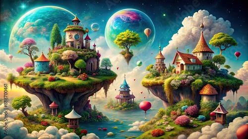 Dreamscape Delight A whimsical and surreal realm where imagination runs free, dreams, fantasy, surreal, ethereal