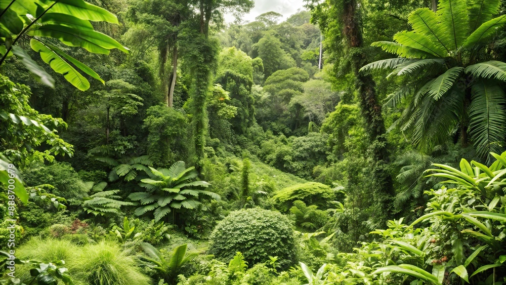 Lush green forest with diverse flora and fauna , vibrant, dense, nature, trees, foliage, wildlife, biodiversity Lush green forest with diverse flora and fauna , vibrant, dense, nature, trees, foliage, wildlife, biodiversity