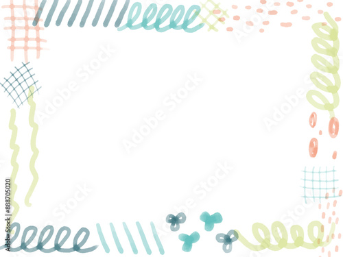 手描き水彩落書きお手紙フレーム赤緑青