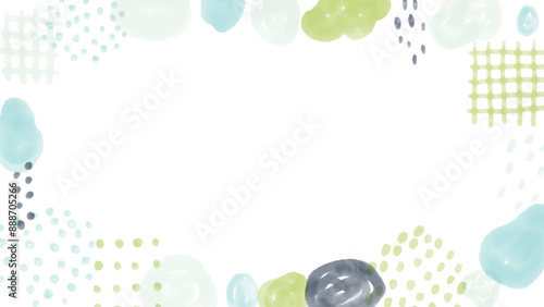 手描き爽やかな色合いの水彩フレーム