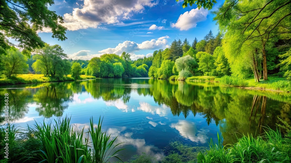 A beautiful nature background with lush greenery and a serene lake, nature, background, landscape, trees, water A beautiful nature background with lush greenery and a serene lake, nature, background, landscape, trees, water