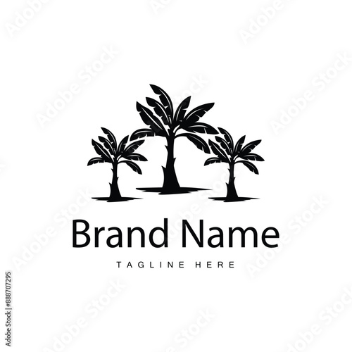 Wallpaper Mural Banana Tree Logo, Tropical Fruit Plant Flat Silhouette Template Illustration Design Torontodigital.ca