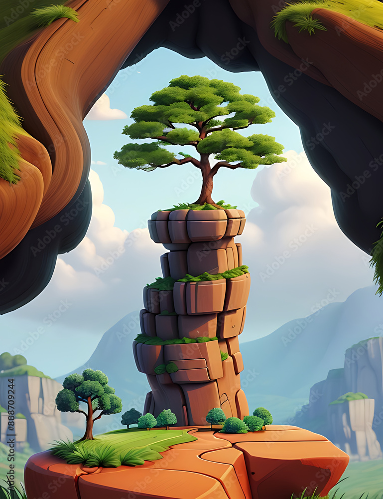 An illustration of resilience with a tree growing through rocky ground ...