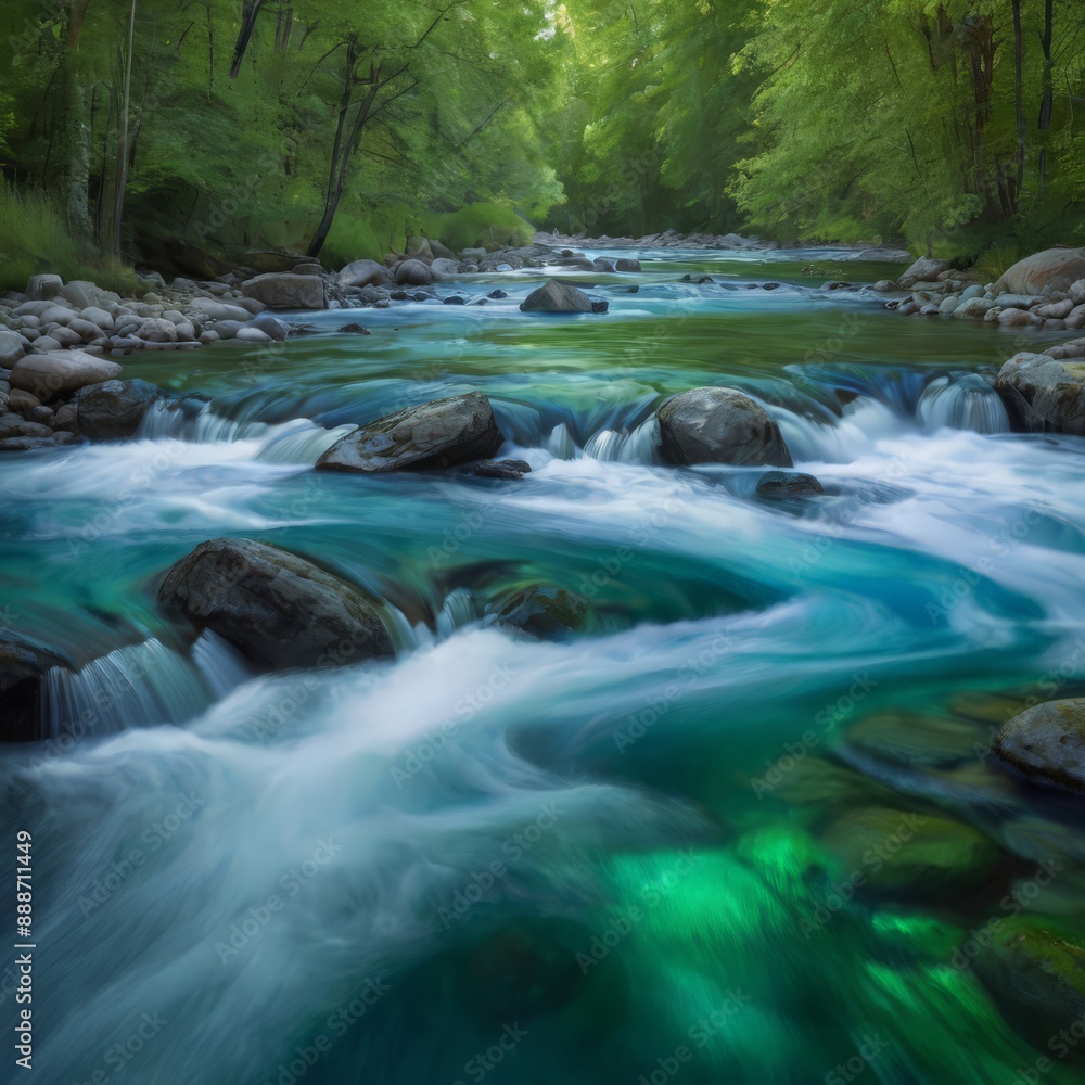 a river with a green water flowing through it a river with a green water flowing through it