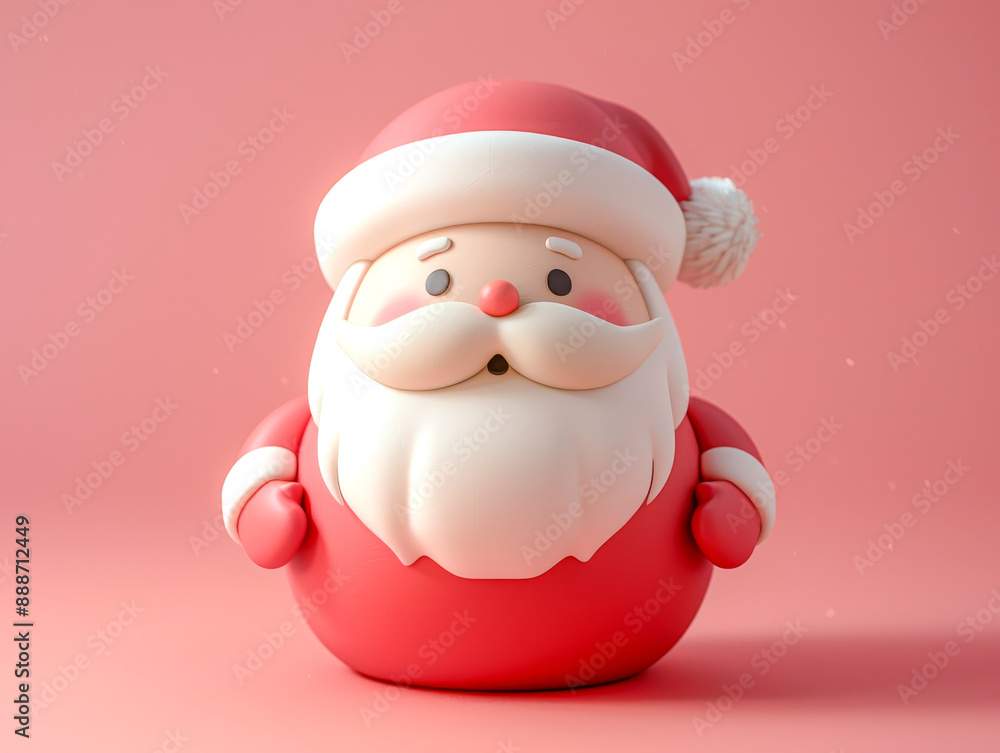 Cute Santa Claus Figurine on Pink Background. Cute Santa Claus Figurine on Pink Background.