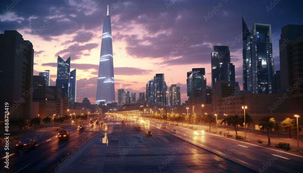Fototapeta premium High Quality Cinematic Image of Riyadh Skyline