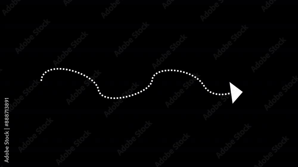 Set of dot arrow elements animation on black background, creative arrows set animation Dotted animated arrow.
