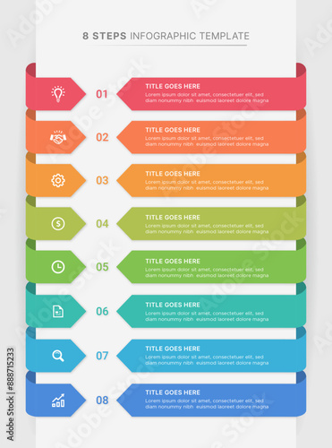Modern Business Infographic Design Template with 8 Bar of Options