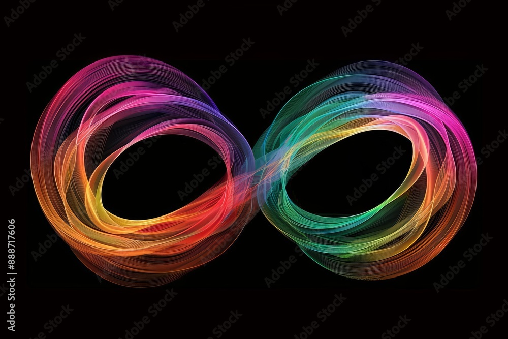 Colorful infinity symbol illustration on dark background. Colorful infinity symbol illustration on dark background.