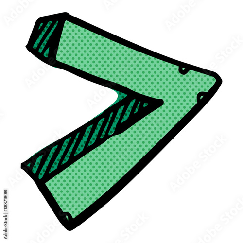 Math symbol greater than hand drawn halftone color vector illustration