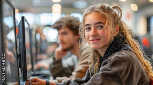 Happy Young Adults and Senior Mentors Collaborating in Technology and Coding Projects