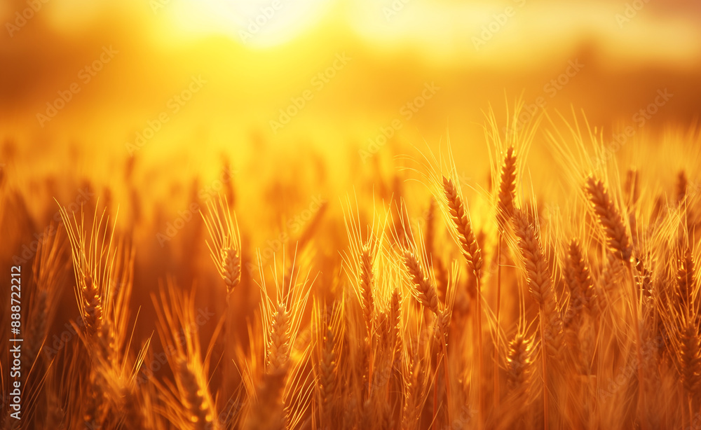 Golden wheat field illuminated by the setting sun. Golden wheat field illuminated by the setting sun.
