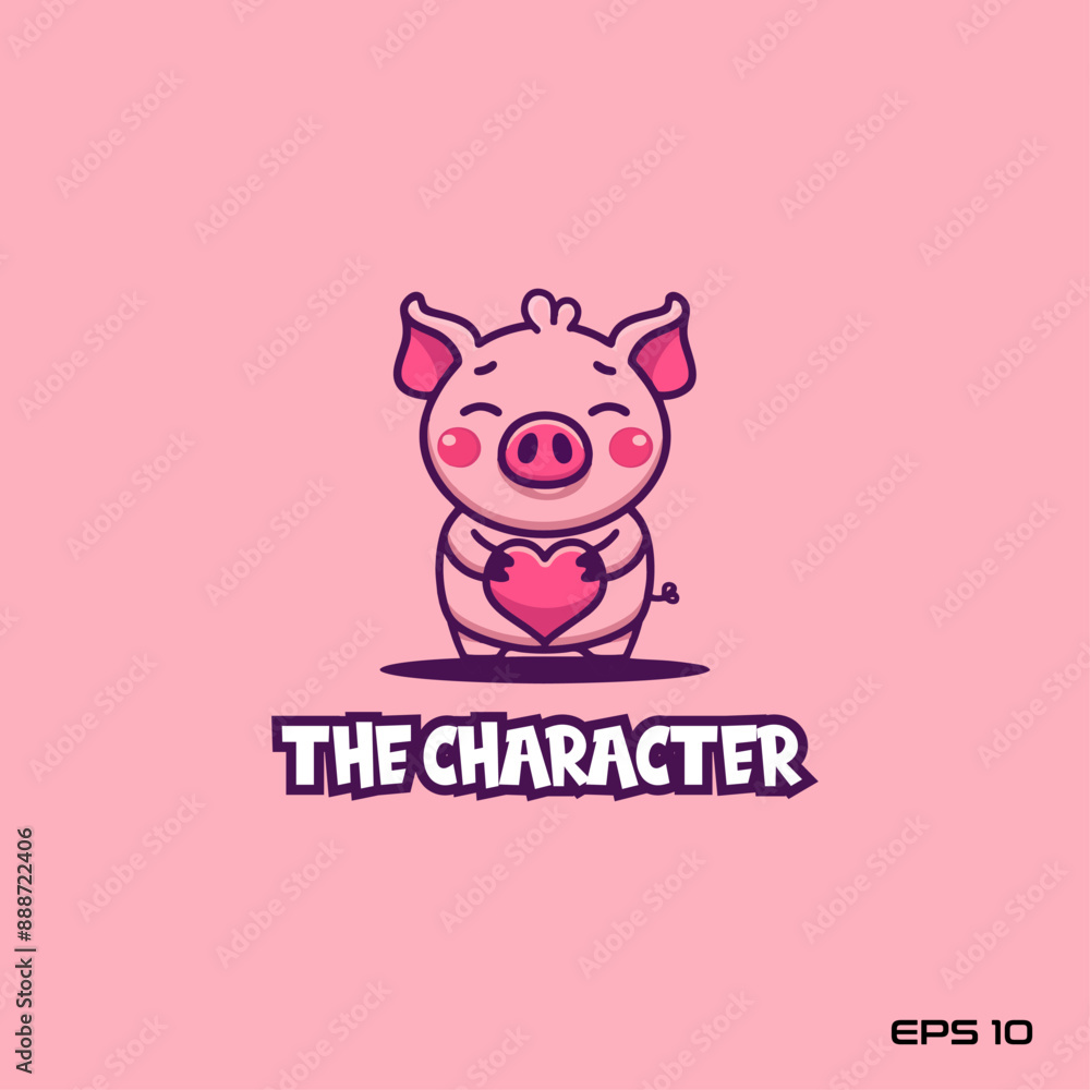 pig holding heart, character, vector, illustration, eps 10, mascot, logo pig holding heart, character, vector, illustration, eps 10, mascot, logo