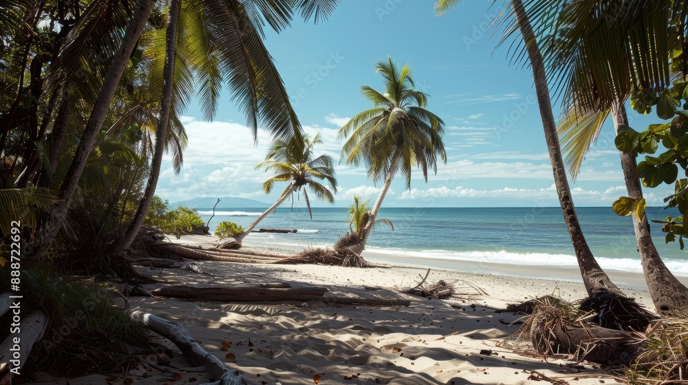Tropical Beach Paradise With Palm Trees Tropical Beach Paradise With Palm Trees