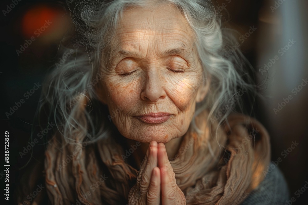 Old caucasian woman praying God. Old caucasian woman praying God.