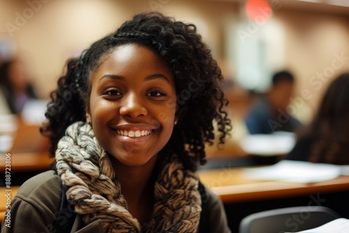 Joyful African American university student in a lecture © LimeSky