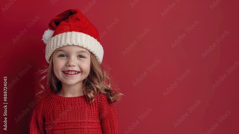 Adorable young girl wearing a Santa hat smiles for the camera Adorable young girl wearing a Santa hat smiles for the camera
