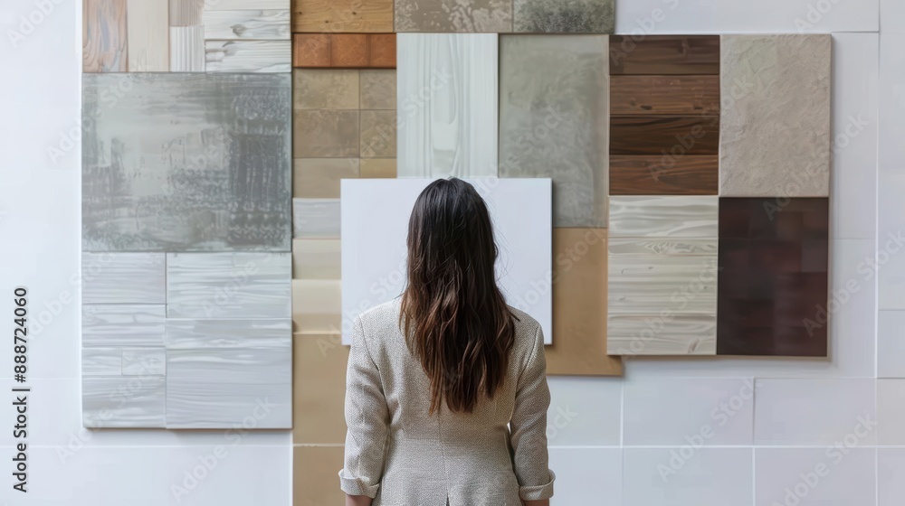 Interior designer with sample board on solid white background, single object Interior designer with sample board on solid white background, single object