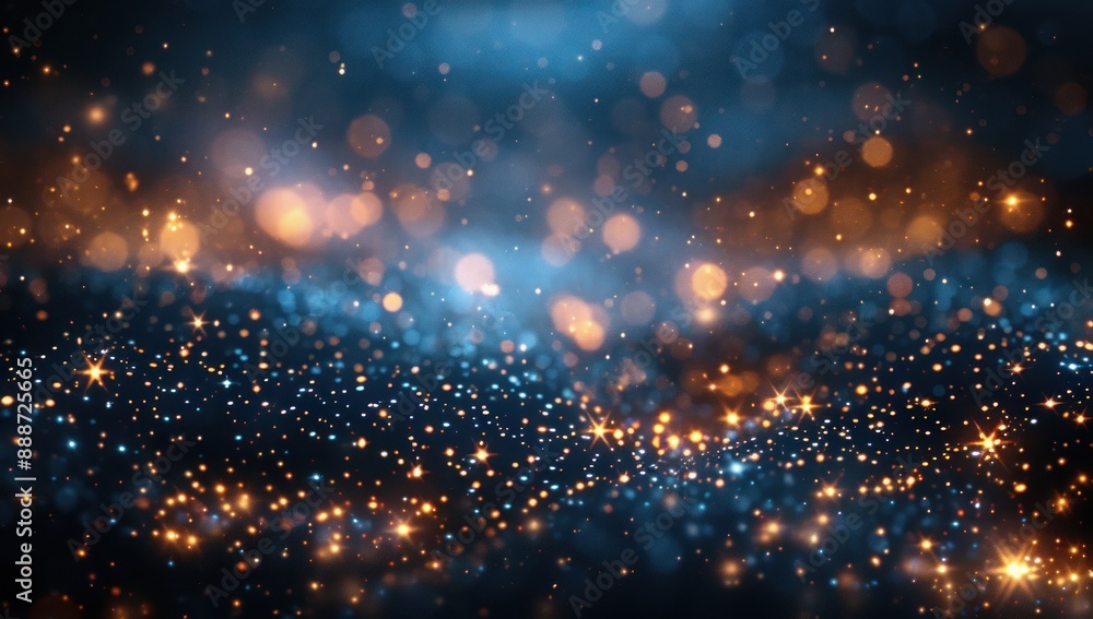 Naklejka premium Sparkling Blue and Gold Abstract Background