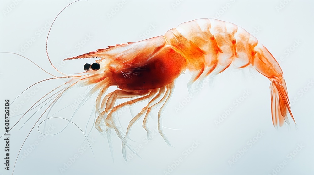 custom made wallpaper toronto digitalClose-up of a tiny transparent shrimp with delicate legs on a white background, detailed view