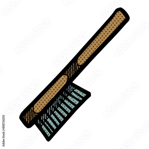 Wire brush icon industrial repair tool halftone color vector illustration