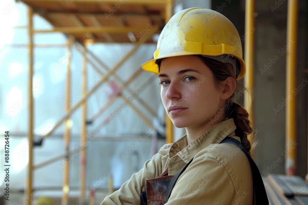 Portrait of self assured woman at building site Portrait of self assured woman at building site