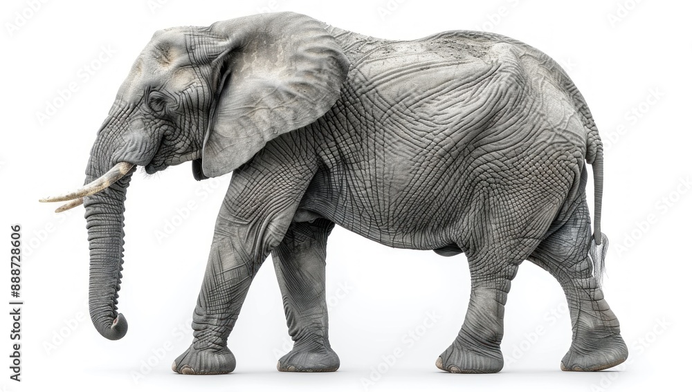 Obraz premium African Elephant Isolated on White Background