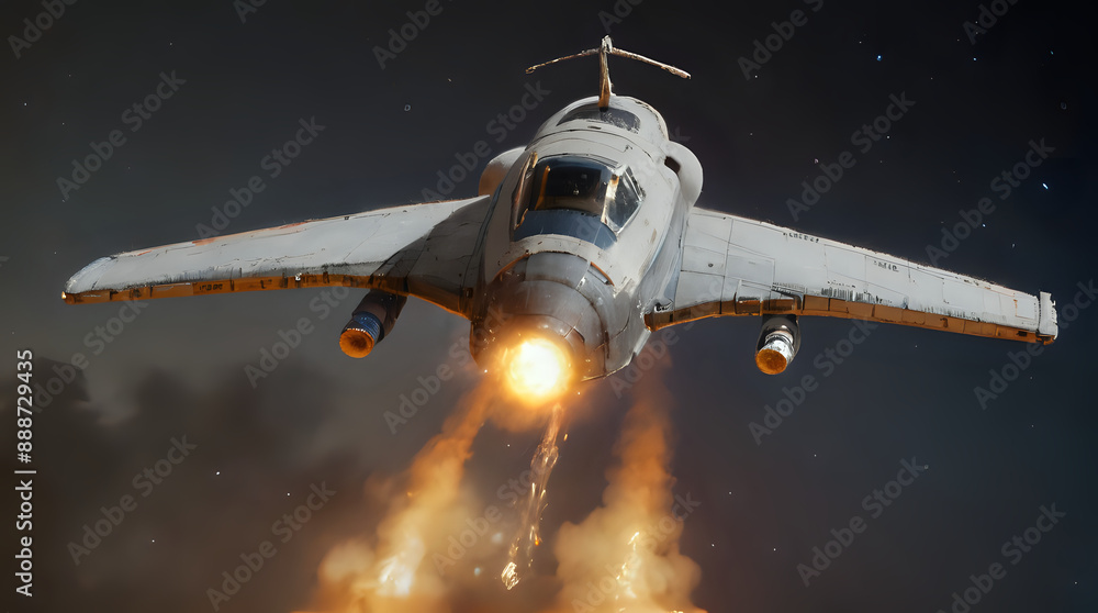 Obraz premium a jet that is flying through the air with fire coming out of it